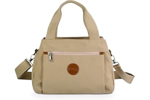 DIRRONA Moda Borsa Da Donna Casuale Borsa Tracolla Viaggio Messaggero Borsa Donna Borsa Shopper Scuola Lavoro Multifunzione Nylon Borsa di Tela Multi Tasca Khaki A