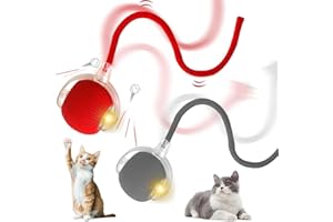 Vmxlso 2 PCS Interactive Cat Ball Toy, Cat Toy Ball with Tail, Rechargeable Chewie Viral Rolling ball, Active Rolling for cats, 360° Smart Automatic, Red + Grey