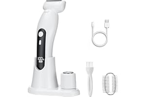 ADURI Electric Bikini Trimmer Women, Electric Lady Shaver 2 in 1, Rechargeable Cordless Women Razor Bikini Trimmer, Wet & Dry Lady Shaver for Bikini,Arms,Legs,Underarms, Painless Lady Shaver with LED Light