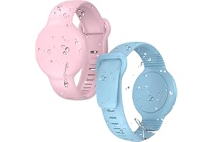 Aimtel 2 pezzi Bambini Braccialetti Impermeabili Compatibili con Apple Air Tag,Protettiva GPS Anti-Perso,Cinturino in Silicone Regolabile Morbido per Airtag per Bambini/Adolescenti Anziani