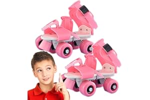 Pattini a 4 ruote,Pattini a rotelle a doppia fila per bambini - Pattini in linea di dimensioni regolabili, scarpe da passeggio dal design semplice facili da indossare per bambini, ragazzi e Leryveo