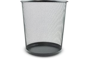 ZYBUX Circular Mesh Trash Can, Waste Basket Garbage Can Waste Can for Bathrooms, Kitchens, Home Offices, Dorm Rooms, Household Bin - Lightweight Sturdy Metal Bin 27cm x 23.5cm - Black