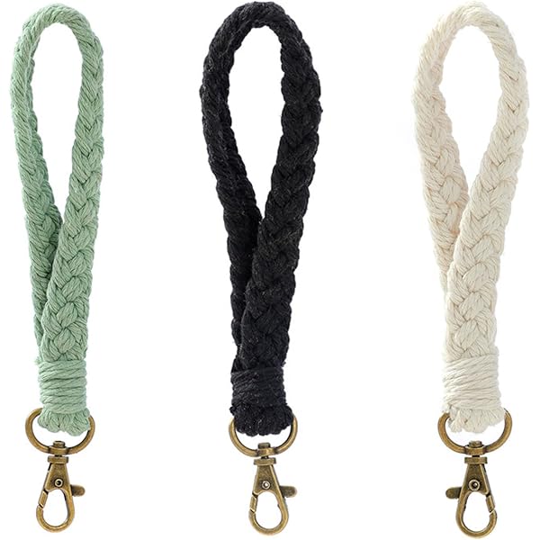 YDEROD Boho Macrame Wristlet Keychain - Handmade Flower Key Chain With Tassel For Women - View #13