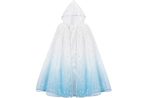 XEPST Princess Hooded Cape - Gradient Sparkling Sequins Cape - Fancy Dress Accessories - Girl's Dress Up