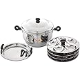Pigeon Stainless Steel Idli|Dhokla|Momo Maker|Multi Pot|Steaming Set| 4 Plates|20 Idlies| Induction friendly, 100% Pure & Toxin-free