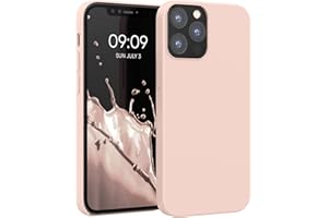kwmobile Carcasa Compatible con Apple iPhone 12 / iPhone 12 Pro Funda - Case TPU y Silicona antigolpes - Apto Carga inalámbrica - Beige Rosa Claro