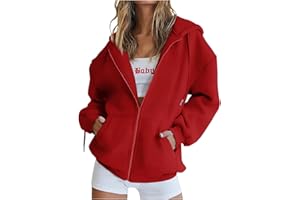 NUSGEAR Chaqueta con Capucha Mujer 2023 Sudadera Otoño Invierno Moda Casual Impresión Abrigos Deportiva Cremallera Caliente Suelto Casual Deportivo béisbol Cálido Bolsillo Basic Pullover Jacket