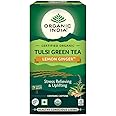 ORGANIC INDIA Tulsi Green Tea Lemon Ginger - 25 Tea Bags, 80 Gram