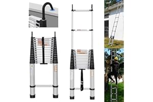 LUCN 20,34FT Tragbare Mehrzweck-Aluminium-Teleskopleiter, 6,2M einziehbare zusammenklappbare Leiterverlängerung Klettern stabile Leiter mit 2-abnehmbaren Haken und rutschfesten Gummifüßen