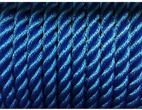 3 Strand Floating Polypropylene Mooring Line Marine Rope (Blue, 16mm/10meters)