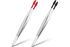 LotCow 2 Pcs Rubber Tipped Tweezers PVC Silicone Flat Tips Tweezers for Crafting Lab Industrial Jewelry Hobby Craft Tweezer Tools