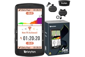 Bryton Rider S810 Pack GPS Vélo avec écran Couleur 3,5" en Verre incurvé 2,5D, 50 h d’autonomie, Carte Europe Hors Ligne, Guidage Virage par Virage, Ant+/BLE, Segments Strava Live, capteurs Inclus