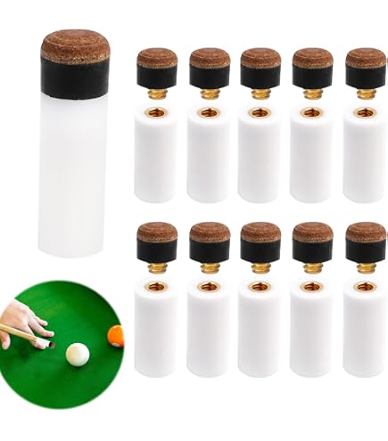 Lot De 20 Embouts De Queue De Billard - Diamètre 12 Mm - En Cuir Et Plastique - Avec Housses De Protection