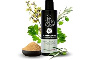 Shampoo per Cani e gatti Specifico per Manti Bianchi, effetto sbiancante immediato. Shampoo per cani Maltesi, shampoo barboncini o pelo bianco, naturale e sicuro -250ml. Il Principino
