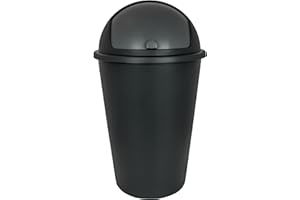 SUSTANIA Poubelle de cuisine, 50 l, avec couvercle coulissant noir, Ø 40 cm x H 68 cm, grande, en plastique, anti-odeurs, fabriquée en Europe