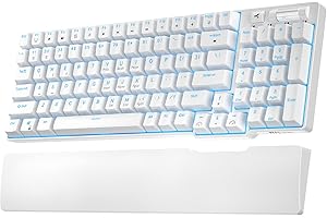 RK ROYAL KLUDGE RK96 90% Triple Mode BT5.0/2.4G/USB-C Hot Swappable klawiatura mechaniczna z magnetyczną podkładką pod rękę, 96 klawiszy Bluetooth Gaming Keyboard z oprogramowaniem, niebieskie