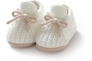 LAWKUL Baby Booties Knit Newborn Shoes Cozy First Walkers Infant Toddler Boots for Boy Girls 0-3 Months