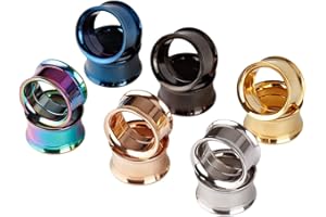 Huacan Tunnel Set 6mm 8mm 10mm 12mm 14mm 16mm 18mm 20mm Flesh Tunnels 316L Chirurgischer Edelstahl Ohr Plug 6 Bunte Farbe Double Flared Plugs Klassisch Expander Für Frauen Damen Herren 12 Stück