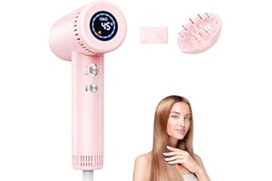 Haokoo Secador Pelo Profesional Ionico - Secado Rápido en 1 Minuto, 160000 RPM Secador de Alta Velocidad, 500 Millones de Iones, 9 Temperaturas, Autolimpieza, Pantalla LED, para Casa, Viaje y Regalos