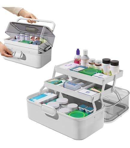 Armoire à pharmacie multifonctionnelle avec boîtes de rangement et organisateur