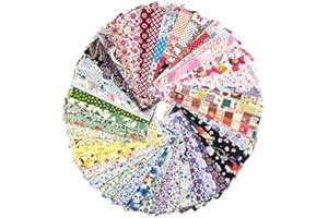 RayLineDo® 50X Different Pattern Patchwork 100% Cotton Poplin Fabric Bundle Squares of 10 * 10cm Quilting Scrapbooking Artcraft Project Collection One