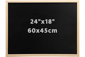 DOEWORKS Tableau Noir A2 60 x 45cm, Tableau à Craie Mural pour Maison École Cuisine Bureau, Cadre en Bois