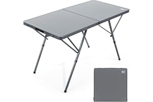 EVER ADVANCED Camping Table that Fold up for 4-6 Person, 4ft Folding Picnic Height Adjustable, Foldable Outdoor Heavy Duty, Dining Table for Garden BBQ, Support up to 60kg, Grey