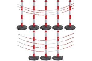 KS-DIREKT Absperrpfosten mit Kette Pfosten Absperrkette Absperrung Sperrpfosten Sicherheit (8 x Absperrpfosten mit Kette)