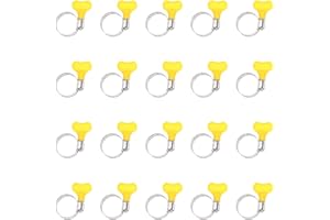 Glarks Juego de 20 abrazaderas de manguera ajustables de 19 a 29 mm, abrazadera de manguera de acero inoxidable tipo llave con mango de plástico para tuberías de agua, fontanería