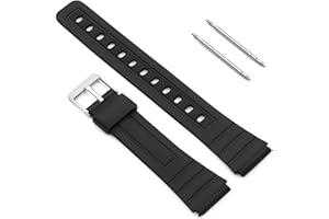 OcioDual Cinturino di Ricambio Sostitutivo in Gomma Resina Compatibile con Orologio Casio F91W F-91W Nero Fibbia Metal Perni