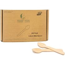 120 Cuillères En Bois Jetables - Mini Cuillères à Glace, Dégustation - 9 Cm - Pour Desserts, Yaourts, Échantillons