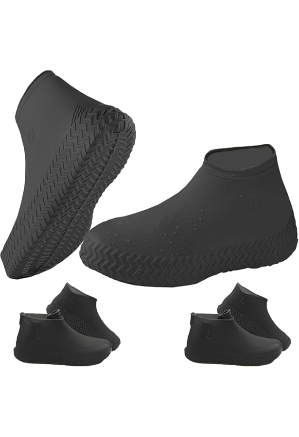 GUDECIUS Cubre Zapatos Impermeable Lavable Reutilizables Protector Calzado Lluvia Mujer Hombre Cubrezapatos Impermeable PVC Funda Zapatos Lluvia Reflector Diseño De Suela Antideslizante(36-37 Negro