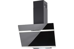 PKM Schräghaube S23-60 ABPX | Kopffreihaube | Dunstabzugshaube | Glas | Schwarz | Abluft und Umluft | Breite 60cm