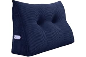 Johnear Poduszka klinowa, poduszka do czytania na łóżko i sofę, poduszka pod oparcie, zagłówek do łóżka, duża trójkątna poduszka lędźwiowa (ciemnoniebieska, 60 cm)