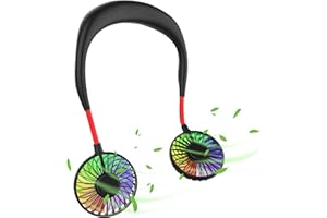 WOWGO Ventilateur Portable, Mini Ventilateur USB, Ventilateur Portable Nuque Rechargeable, Ventilateur D'encolure, Refroidisseur d'air à Double Tête àVent 3 Vitesses pour l'extérieur Camping Office Room