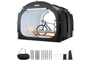 VEVOR Outdoor Bike Storage Tent with Ventilated Window - Waterproof, Easy-to-Install 5-Bicycle Storage with High-Strength Fiberglass & Dual Zippers