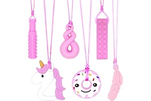 HOAISUN Sensorische Kau-Halsketten 6er-Pack, Kau-Halskette für sensorische Kinder mit ADHS, SPD, Kauen, Zahnen oder besondere Bedürfnisse, Autismus Kauspielzeug für Erwachsene reduzieren Angst Zappeln