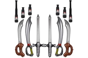 VINFUTUR 12 Pz Gonfiabile Pirata Spada con Telescopio Pirata per Decorazioni Costume di Pirati Tema Articoli per Feste