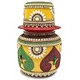 Aabhaas Design Decorative Moti-Studded Pooja Kalash | Handcrafted Traditional Lota for Festivals, Karvachauth, Weddings & Griha Pravesh (10x10 cm)