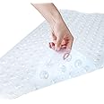 SKY-TOUCH Non-Skid Bath Tub Shower Mat with Suction Cups and Drain Holes, Extra Large Size and Machine-Washable, Bathroom Accessories, Clear