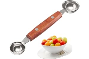 Westmark Ball Carver Double Face Woody - Petite Cuillère Parisienne à Melon, Kiwi, autres Fruits et Légumes Ainsi Que pour Glace, Fromage Ou Beurre - Acier Inoxydable, Bois
