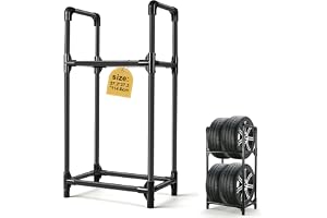 EXLECO Däckställ 4 däck, 57 x 37 x 114 cm, däckhylla med skyddshölje, fälgträd för bilddäck, verkstadshylla, garage, däckhåll
