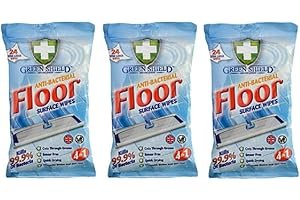 3 x GREENSHIELD ANTIBAC Floor Surface Wipes Packs of 24 Extra Large WIpes (72 Wipes)