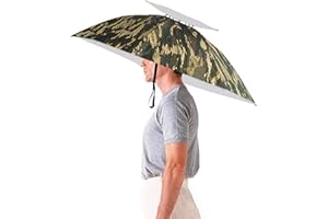 Aoneky Chapeau Parapluie Pliable Réglable 91,4cm diamètre -Paraluie de Tête avec Mains Libres pour Pêche, Jardinage, Photographie
