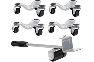 ‎PLYISTY 6-Zoll-Tri-Dolly mit Rolle, Möbelroller,400kg Tragfähigkeit Transport Roller,5-teilig 4 Lenkrollen +1 Hebevorrichtung Möbel Transportroller Set