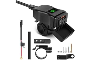 WODHMIEY Presa USB A+Type C Moto,Kit Caricabatterie Per Moto,Caricabatteria USB Per Moto 12-24 V, Risparmio Energetico Rapido,Dispositivo Sicuro, Supporto Per Ricarica Doppio Dispositivo (Verde)