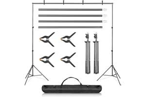 KingSaid 2x3 m Support de Fond Réglable, Professional pour Fond Studio Photo, Solide et Portable, Sac de Transport Inclus, Convient pour Photographie, Diffusion en Direct, Mariage, etc. (2x3m)