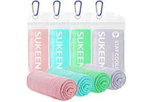 Sukeen Cooling Towel, 4 Pack Towels for Neck, Soft Breathable Sweat Towel Gym Stay Cool Ice Microfibre Men Women Work Out Sports Yoga Golf (40''x12''), Macaron Pink/Light Purple/Mint Green/Blue