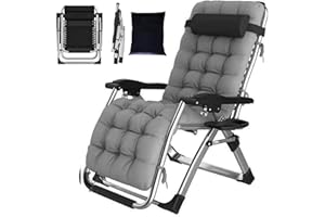 YOIZO Tumbona Plegable 84cm, con cojín, Tumbonas Jardin Eexterior Silla Plegable Ajustable para Patio, jardín, Playa, Piscina, con Almohada, 260kg (Gray)