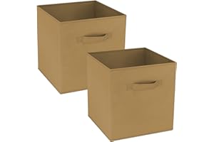 GREATOYAR Juego de 2 Cajas de Almacenamiento, Cajas de Almacenamiento de Tela, Cubos de Almacenamiento Plegables, Cajas de Juguetes Plegables, Cajas de Organización, 31x31x31cm, Topo, 2 Unidades